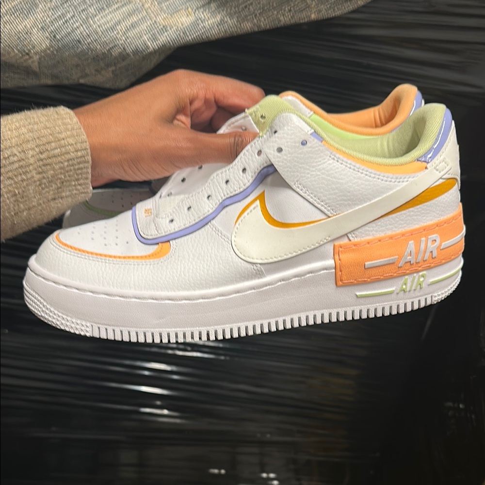 Nike Air Force 1 Shadow White with Orange and Purple Accents